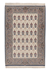 20639 Persian Rug Isfahan Handmade Area Traditional 4'11'' x 7'2'' -5x7- Blue Whites Beige Vase Floral Mohaghegh Design