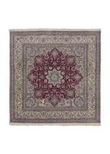 20714 Persian Rug Nain Handmade Area Square Traditional 5'3'' x 5'4'' -5x5- Red Whites Beige Blue Floral Design