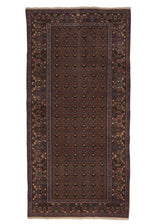 20994 Persian Rug Zanjan Handmade Area Runner Tribal Vintage 3'4'' x 6'9'' -3x7- Brown Geometric Design