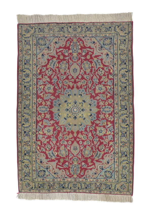 21141 Persian Rug Isfahan Handmade Area Traditional 2'2'' x 3'1'' -2x3- Red Blue Floral Design