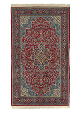 21153 Persian Rug Sarouk Handmade Area Traditional 4'2'' x 7'3'' -4x7- Red Blue Floral Design
