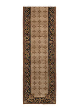 21226 Oriental Rug Indian Handmade Runner Transitional 2'8'' x 9'10'' -3x10- Whites Beige Black Jaipur Geometric Design