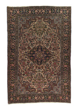 21493 Persian Rug Hamadan Handmade Area Traditional Tribal 4'7'' x 7'4'' -5x7- Whites Beige Pink Floral Design