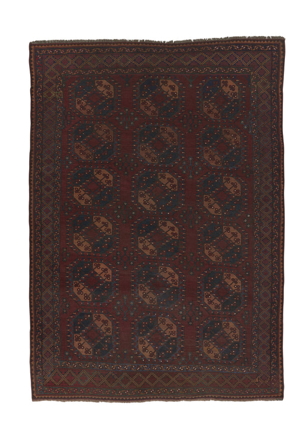 21509 Oriental Rug Afghan Handmade Area Tribal 6'8'' x 9'6'' -7x10- Red Ersari Design