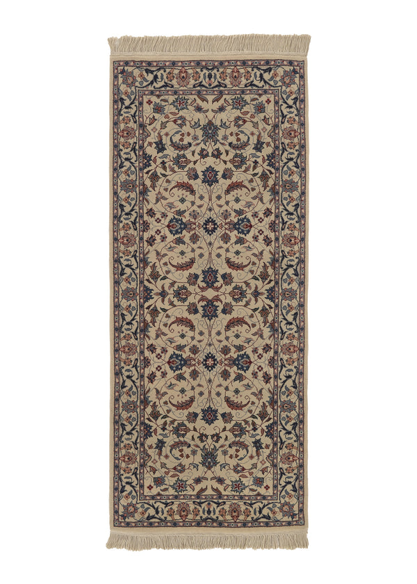 21697 Oriental Rug Chinese Handmade Area Runner Traditional 2'6'' x 6'0'' -3x6- Whites Beige Blue Floral Design
