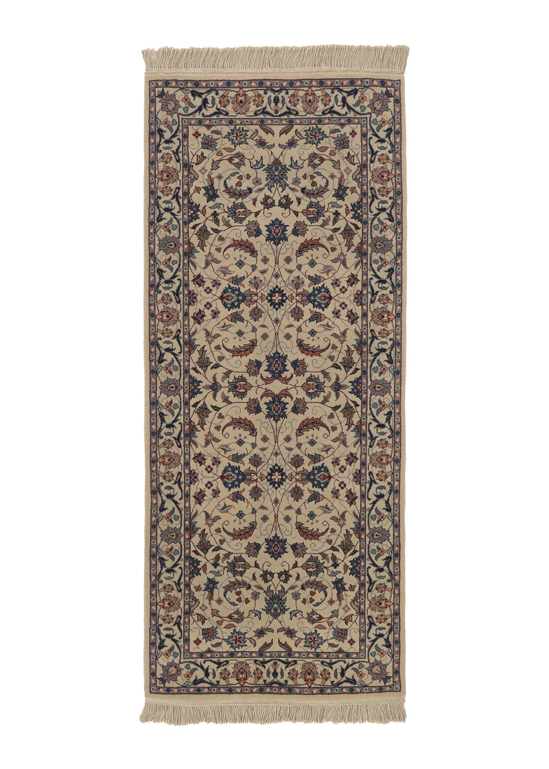 21697 Oriental Rug Chinese Handmade Area Runner Traditional 2'6'' x 6'0'' -3x6- Whites Beige Blue Floral Design