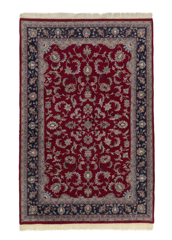 21792 Oriental Rug Indian Handmade Area Traditional 5'6'' x 8'6'' -6x9- Red Blue Floral Design