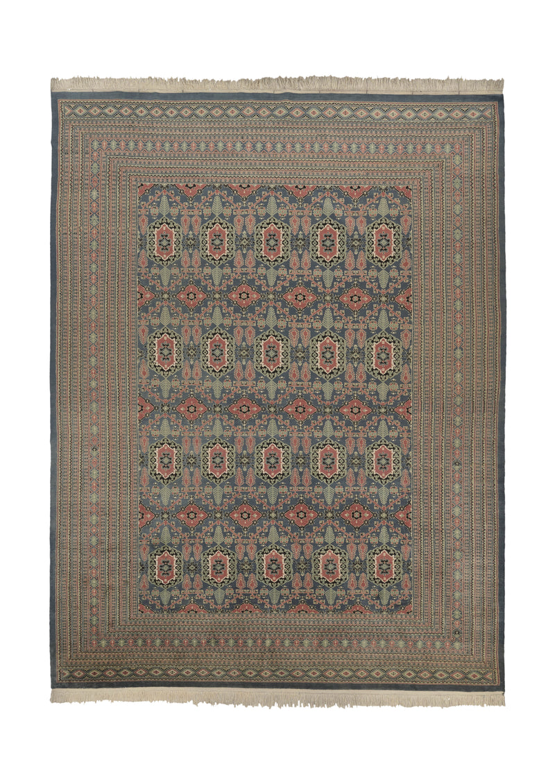 21793 Oriental Rug Pakistani Handmade Area Tribal 10'0'' x 13'8'' -10x14- Green Geometric Design
