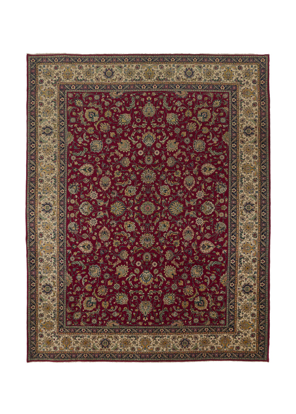 22140 Persian Rug Tabriz Handmade Area Traditional 10'6'' x 13'4'' -11x13- Red Green Shah Abbasi Floral Design