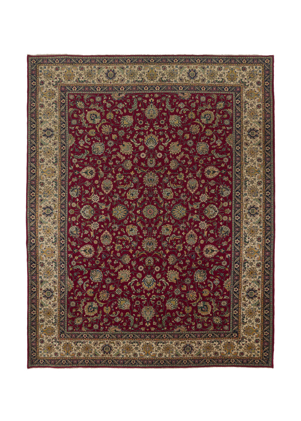 22140 Persian Rug Tabriz Handmade Area Traditional 10'6'' x 13'4'' -11x13- Red Green Shah Abbasi Floral Design
