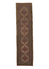22376 Persian Rug Sarab Handmade Runner Antique Tribal 3'3'' x 12'5'' -3x12- Whites Beige Geometric Design
