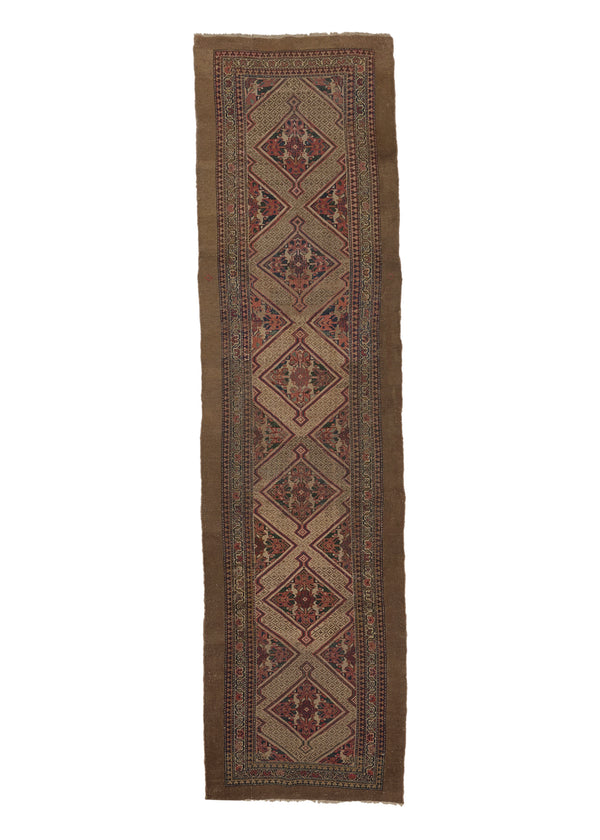22376 Persian Rug Sarab Handmade Runner Antique Tribal 3'3'' x 12'5'' -3x12- Whites Beige Geometric Design