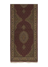 22521 Persian Rug Tabriz Handmade Runner Traditional 3'4'' x 10'0'' -3x10- Red Green Mahi Fish Design