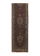 22528 Persian Rug Tabriz Handmade Runner Traditional 2'9'' x 13'2'' -3x13- Red Green Mahi Fish Design