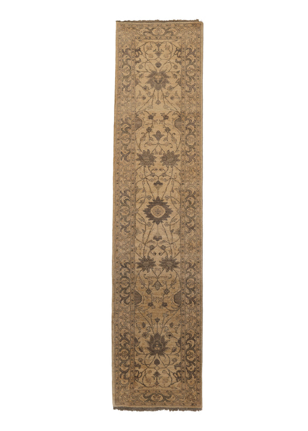 22555 Oriental Rug Pakistani Handmade Runner Transitional Neutral 2'8'' x 11'3'' -3x11- Whites Beige Gray Oushak Design