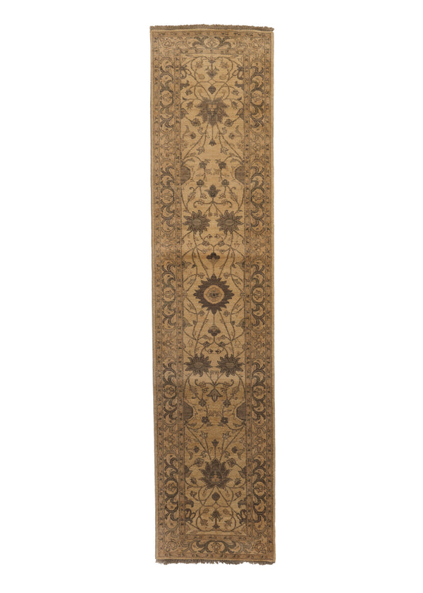 22556 Oriental Rug Pakistani Handmade Runner Transitional Neutral 2'7'' x 11'2'' -3x11- Whites Beige Gray Oushak Design