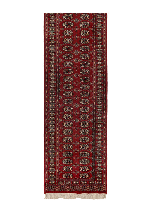 22627 Oriental Rug Pakistani Handmade Runner Tribal 2'7'' x 13'4'' -3x13- Red Bokhara Elephant Foot Design