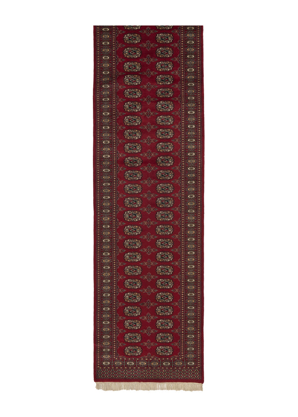 22633 Oriental Rug Pakistani Handmade Runner Tribal 2'6'' x 10'0'' -3x10- Red Bokhara Elephant Foot Design