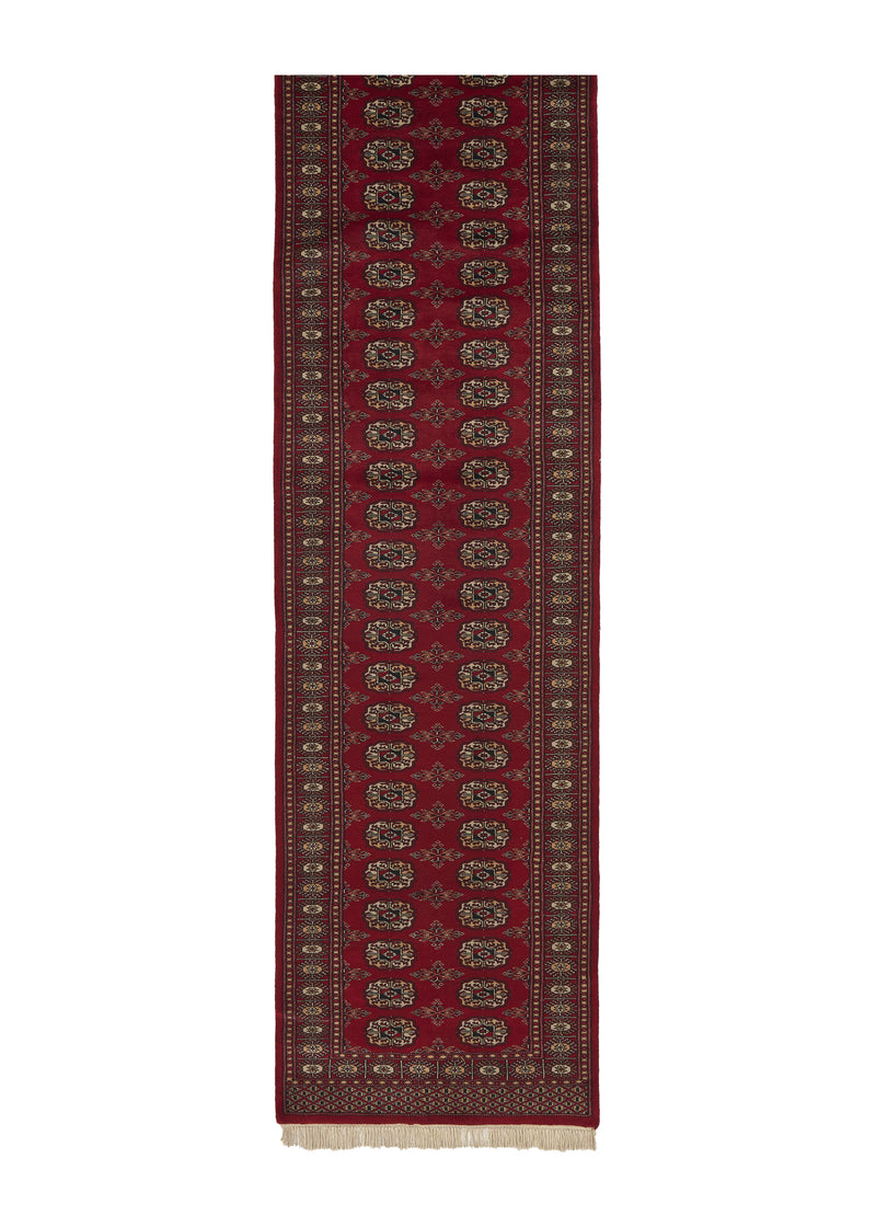 22633 Oriental Rug Pakistani Handmade Runner Tribal 2'6'' x 10'0'' -3x10- Red Bokhara Elephant Foot Design