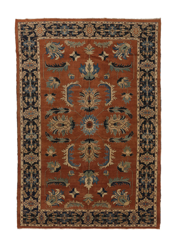 22654 Persian Rug Tabriz Handmade Area Traditional 13'0'' x 19'8'' -13x20- Orange Blue Open Field Floral Design