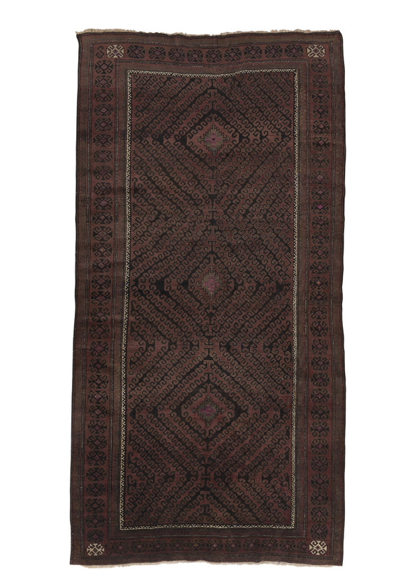 23032 Oriental Rug Afghan Handmade Area Runner Antique Tribal 5'1'' x 9'10'' -5x10- Brown Geometric Design