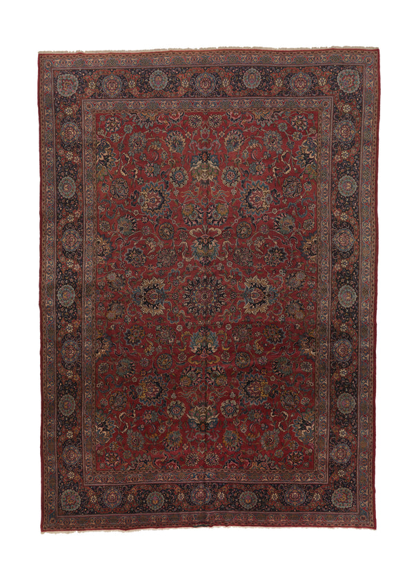 23134 Persian Rug Kashan Handmade Area Traditional 11'4'' x 16'4'' -11x16- Red Floral Design
