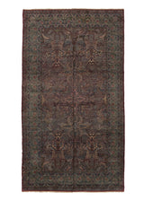 23135 Persian Rug Lavar Kerman Handmade Area Antique Traditional 10'2'' x 18'0'' -10x18- Red Blue Floral Design