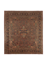 23247 Persian Rug Sarouk Handmade Area Traditional Vintage 11'2'' x 12'5'' -11x12- Red Blue Floral Design