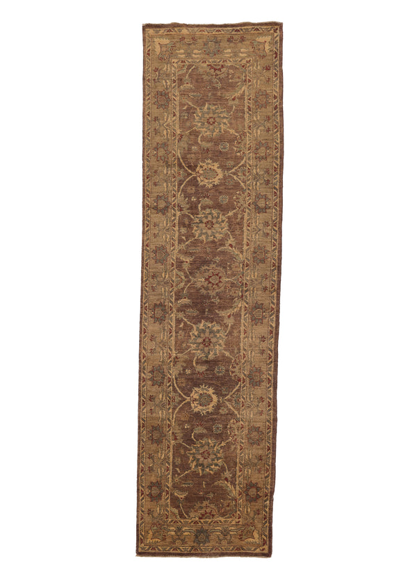 23279 Oriental Rug Pakistani Handmade Runner Transitional 2'9'' x 10'2'' -3x10- Whites Beige Brown Green Oushak Design