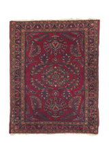 23396 Persian Rug Lilihan Handmade Area Antique Traditional 3'7'' x 4'7'' -4x5- Red Floral Design