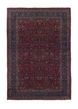 23402 Persian Rug Kerman Handmade Area Antique Traditional 9'3'' x 13'10'' -9x14- Red Blue Floral Design