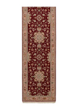 23443 Persian Rug Tabriz Handmade Runner Traditional 2'7'' x 12'9'' -3x13- Red Pink Naghsh Floral Design