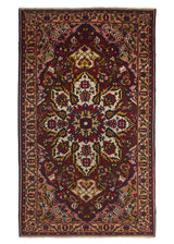 23510 Persian Rug Bakhtiari Handmade Area Tribal Vintage 7'3'' x 12'1'' -7x12- Red Yellow Gold Floral Design