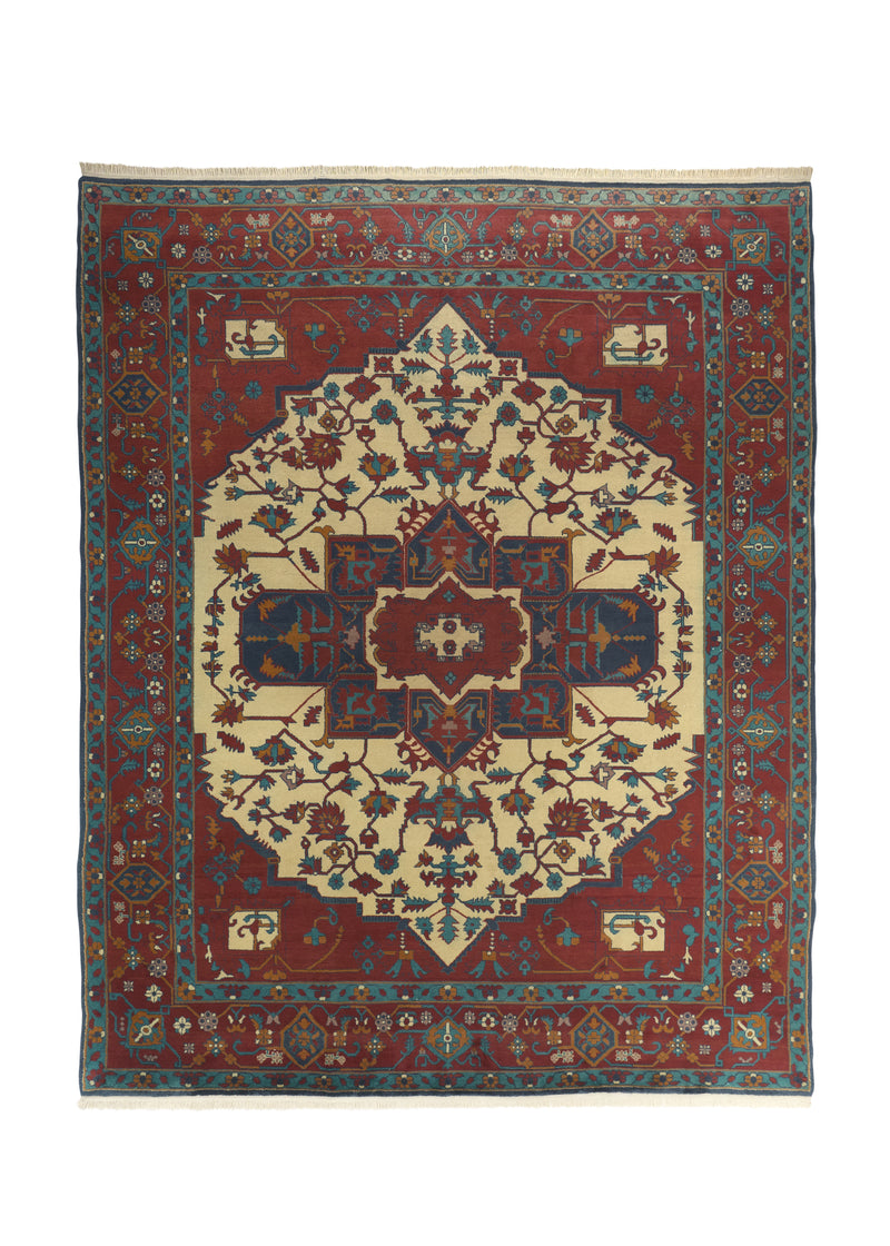 23548 Oriental Rug Turkish Handmade Area Tribal Transitional 8'0'' x 10'0'' -8x10- Red Blue Heriz Design