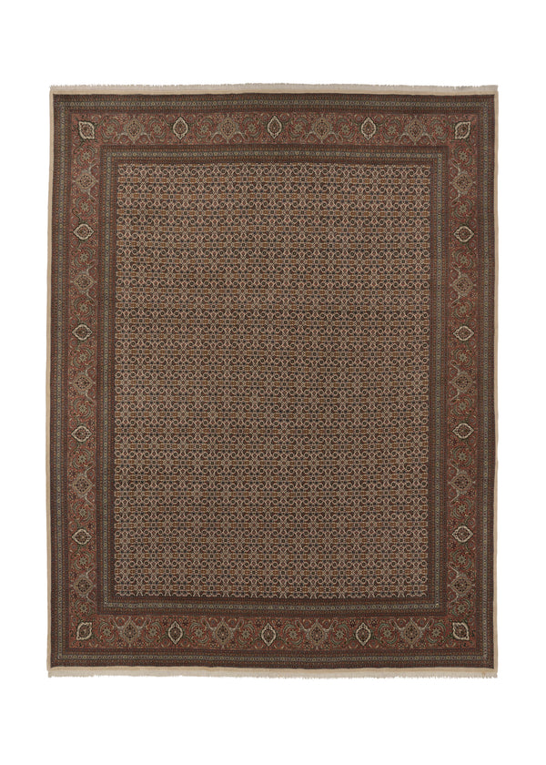 23817 Persian Rug Tabriz Handmade Area Traditional 9'10'' x 12'10'' -10x13- Whites Beige Pink Mahi Fish Design
