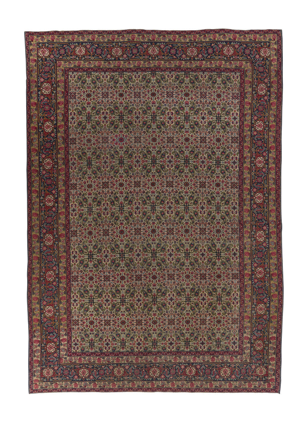 23975 Persian Rug Tabriz Handmade Area Traditional 6'7'' x 9'6'' -7x10- Whites Beige Red Mahi Fish Design