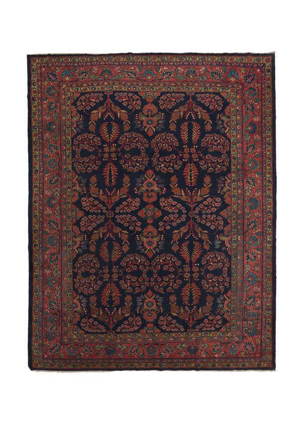 23983 Persian Rug Mahal Handmade Area Antique Tribal 9'6'' x 12'4'' -10x12- Red Blue Floral Design