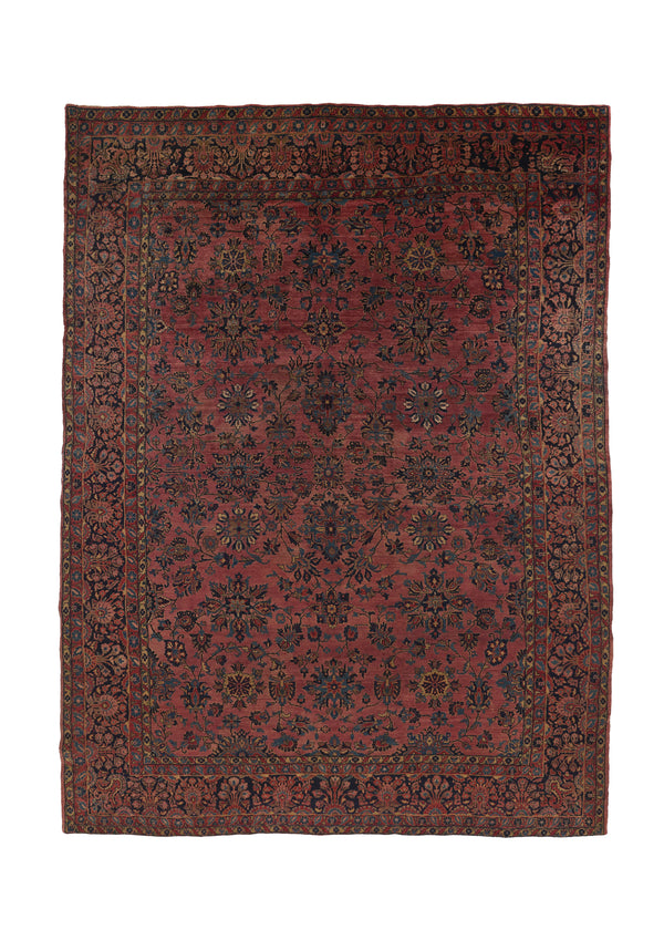 24104 Persian Rug Sarouk Handmade Area Antique Traditional 8'9'' x 11'9'' -9x12- Red Floral Design