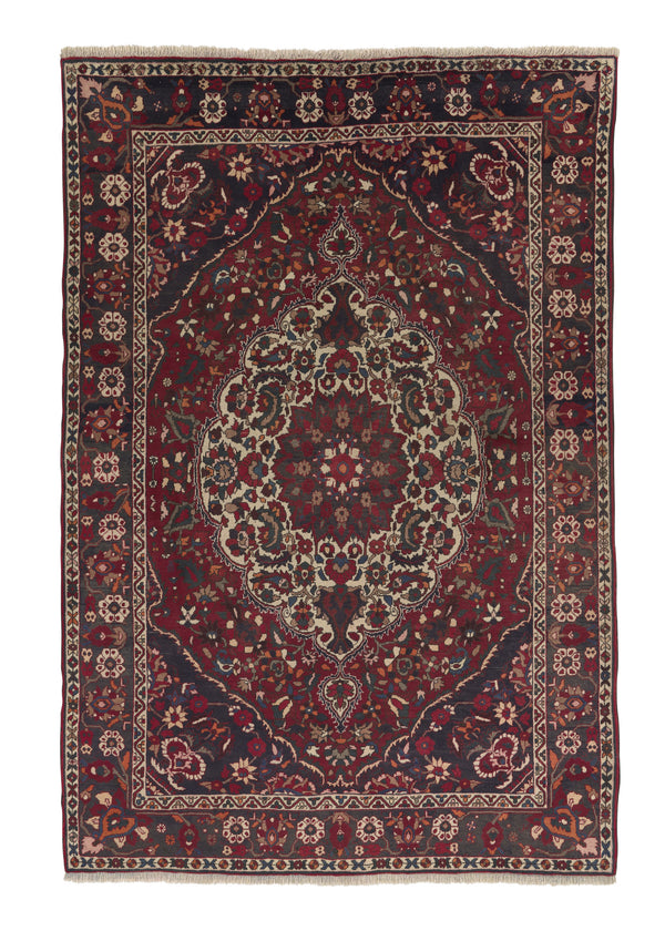 24229 Persian Rug Bakhtiari Handmade Area Tribal Vintage 6'9'' x 10'2'' -7x10- Red Floral Design