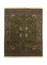 24231 Oriental Rug Indian Handmade Area Traditional 8'1'' x 10'3'' -8x10- Green Floral Design
