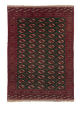 24349 Persian Rug Turkmen Handmade Area Tribal 7'9'' x 10'10'' -8x11- Red Green Bokhara Design