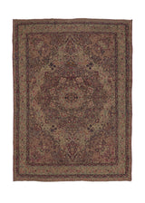 24446 Persian Rug Kerman Handmade Area Antique Traditional 9'0'' x 12'2'' -9x12- Whites Beige Pink Floral Design