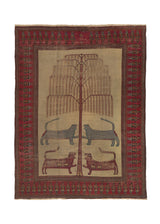 2452 Persian Rug Dorokhsh Handmade Area Antique Traditional 9'10'' x 13'0'' -10x13- Red Whites Beige Unique Pictorial Tree of Life Design