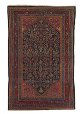 24694 Persian Rug Hamadan Handmade Area Tribal 4'2'' x 6'8'' -4x7- Blue Geometric Design