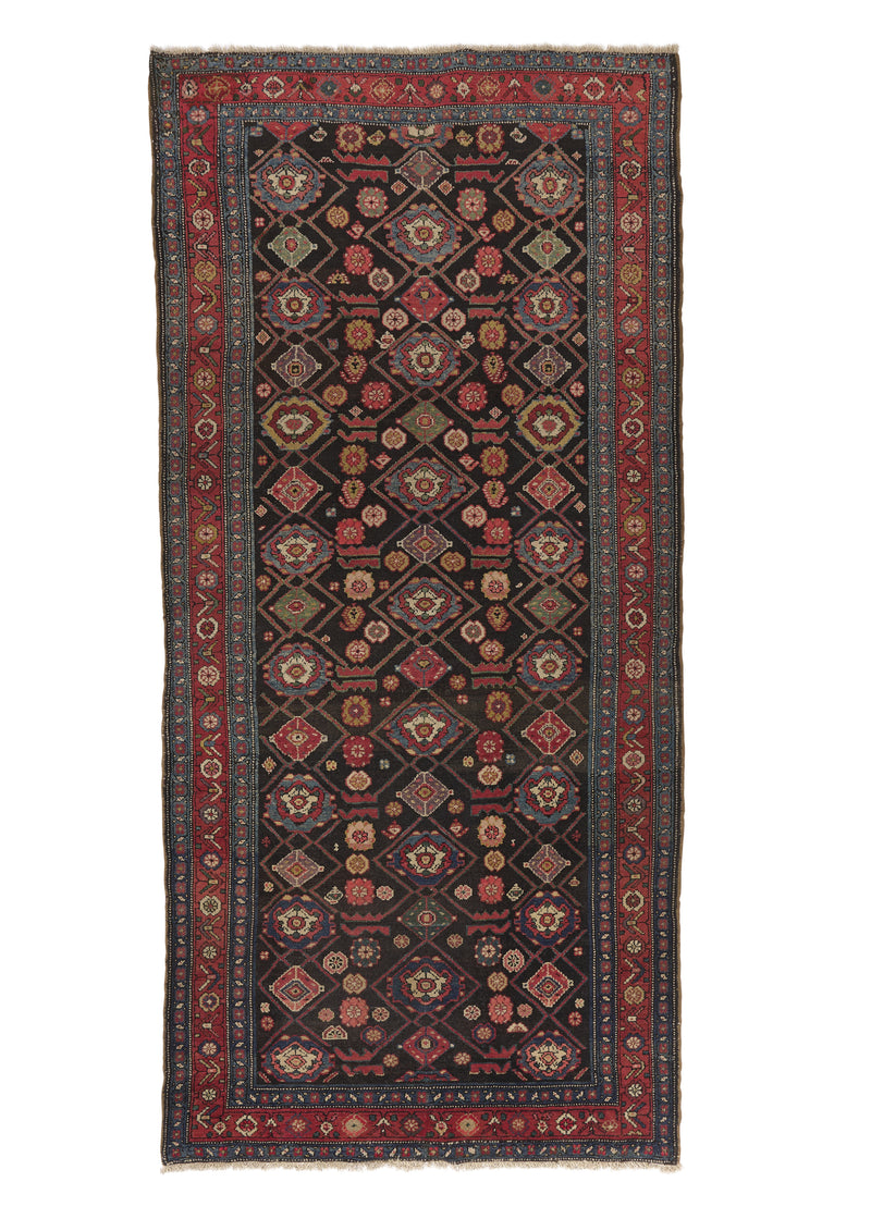 24714 Persian Rug Malayer Handmade Area Runner Antique Tribal 4'1'' x 9'0'' -4x9- Blue Red Geometric Design