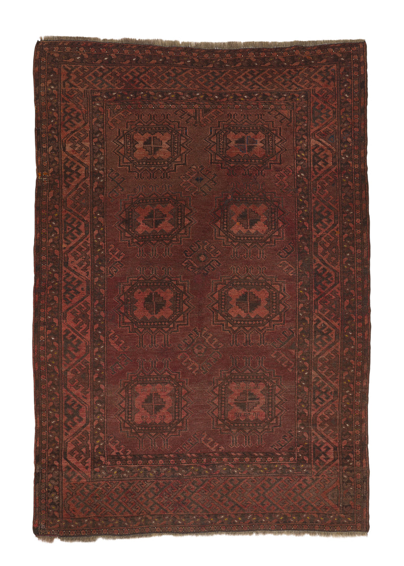 24733 Oriental Rug Afghan Handmade Area Tribal 4'9'' x 6'9'' -5x7- Orange Bokhara Design