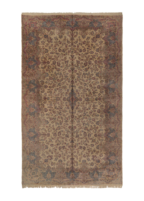 24747 Persian Rug Kerman Handmade Area Traditional 13'9'' x 24'0'' -14x24- Whites Beige Pink Blue Floral Design