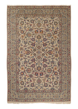 24748 Persian Rug Kashan Handmade Area Traditional 7'10'' x 11'9'' -8x12- Whites Beige Blue Floral Shah Abbasi Design