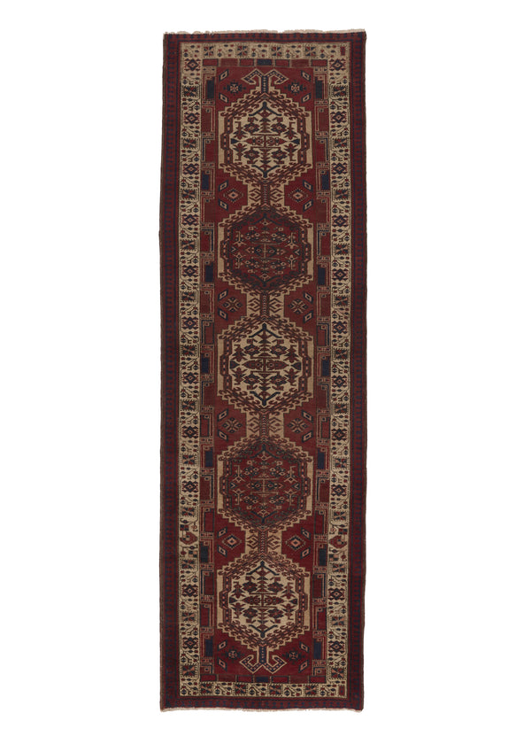 25100 Persian Rug Sarab Handmade Runner Tribal Vintage 3'3'' x 10'9'' -3x11- Red Geometric Design