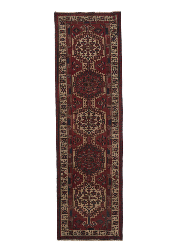 25101 Persian Rug Sarab Handmade Runner Tribal Vintage 3'2'' x 10'8'' -3x11- Red Geometric Design